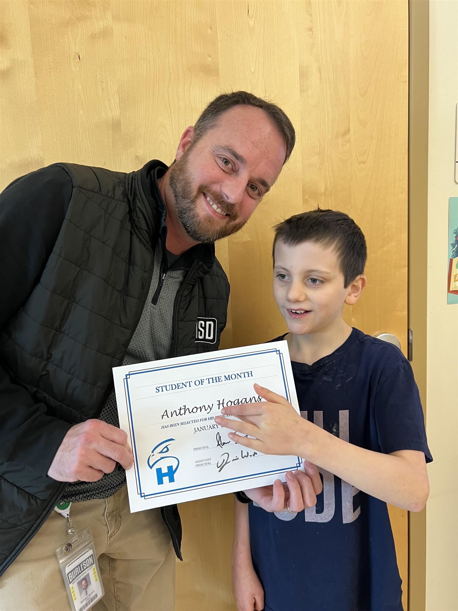  Photo of Jan 2025 Hajek Student of the Month